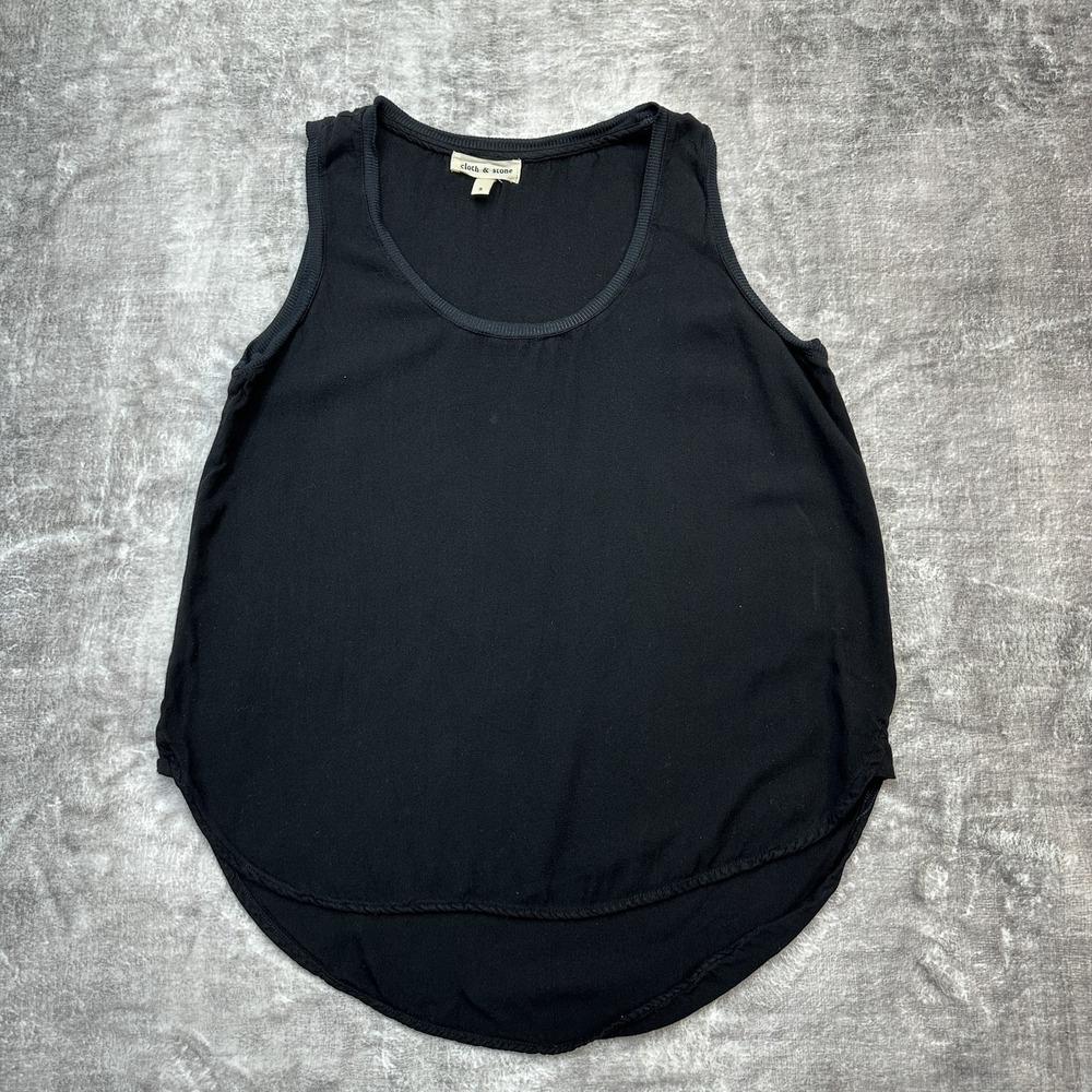 Cloth & Stone Tank Top Womens Small Black Scoop Neck Sleeveless Casual Blouse